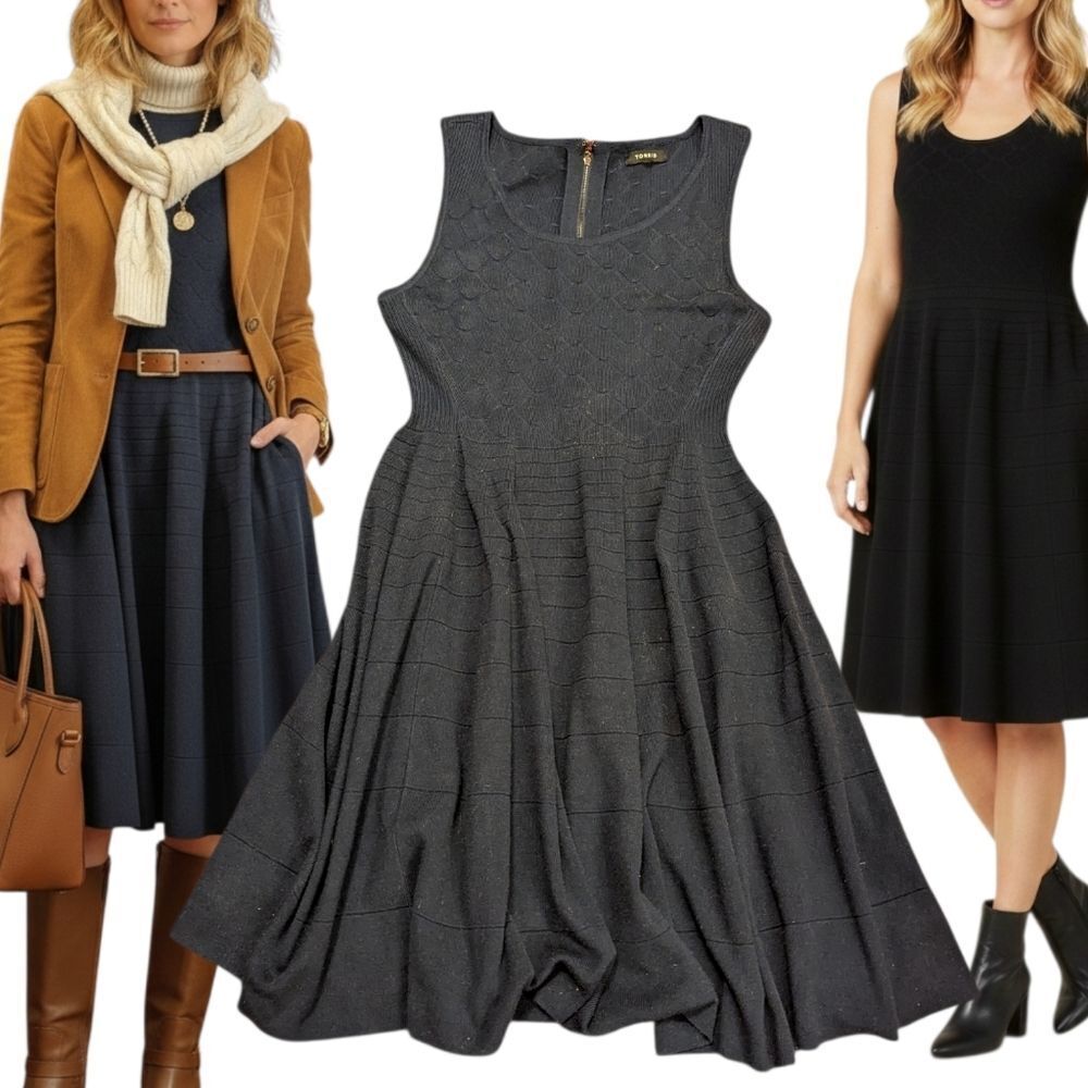 Torrid Navy Sleeveless Fit And Flare Knit Sweater Dress M